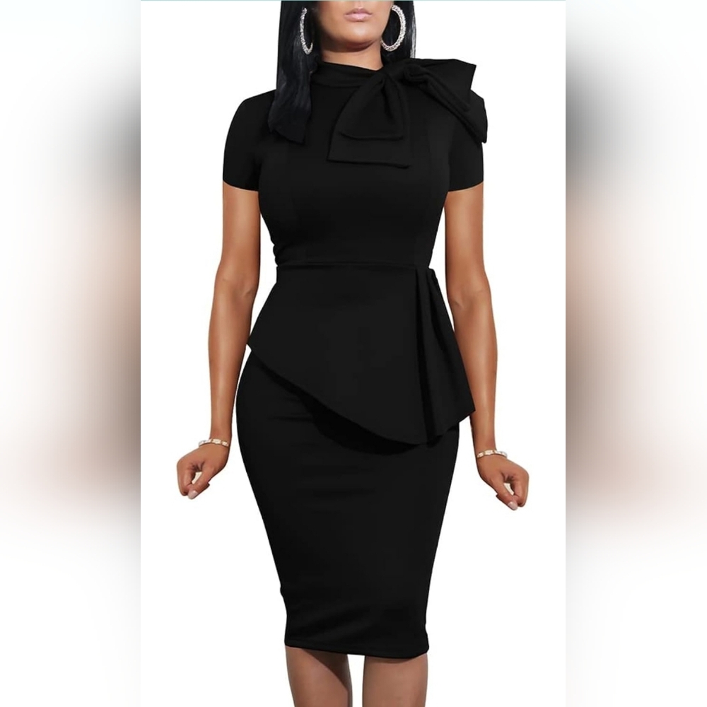 Elegant Black Peplum Dress